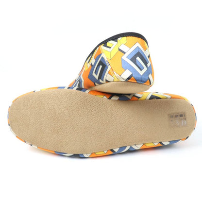 Gucci Geometric G All Over Logo Satin Room Shoes In Orange 37 With Box And