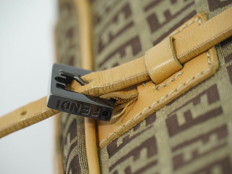 Object Fendi Zucchino Handbag Canvas Beige 8bl006 Zucchino Bag Pre-owned