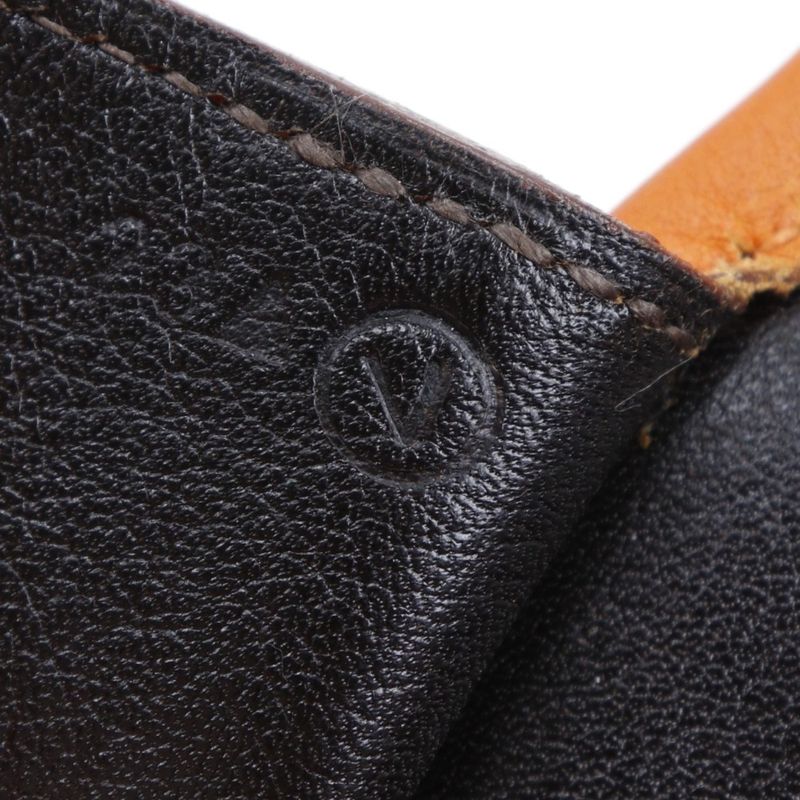 Hermes Leather Orange/black 0V Women's Shoulder Bag