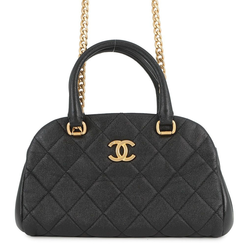 Chanel Chain Shoulder Bag CC Logo Quilted Caviar Leather