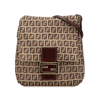 Fendi Zucchino Crossbody Shoulder Bag 8bt075 Brown Canvas Leather Women's Fendi