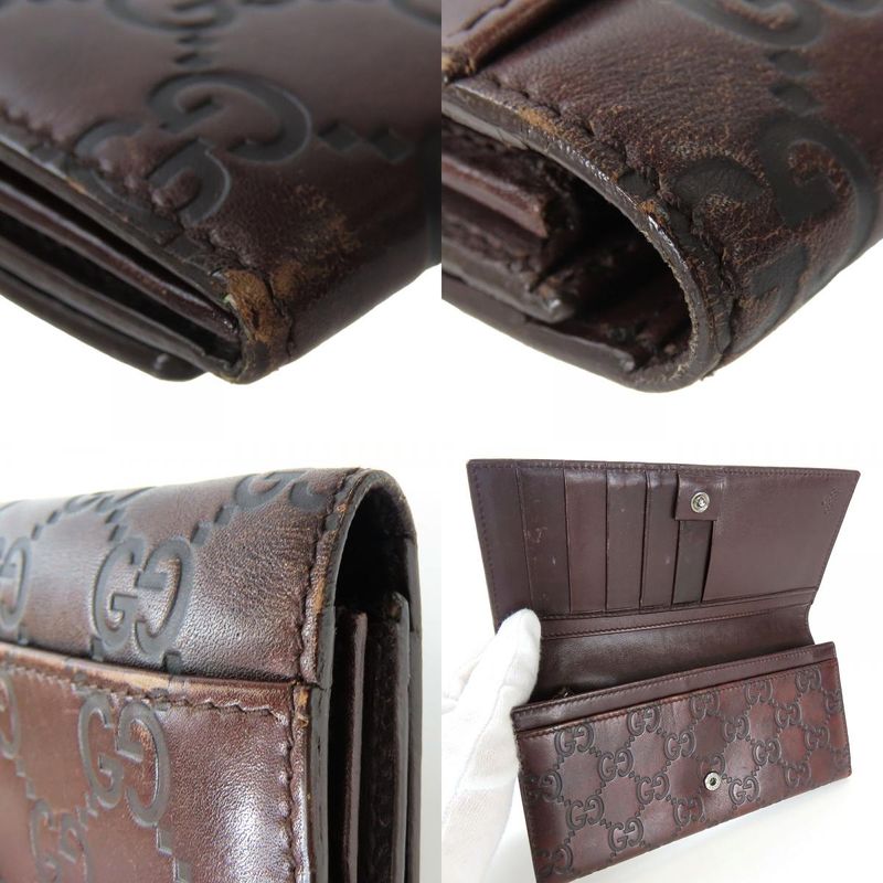 Gucci Bifold Wallet 146229 Sima Leather Dark Brown Long Wallet Small Accessories