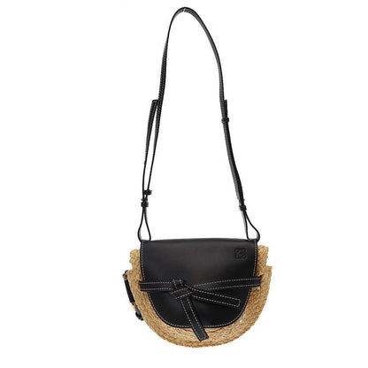 Loewe Gate Raffia Shoulder Bag Natural×black