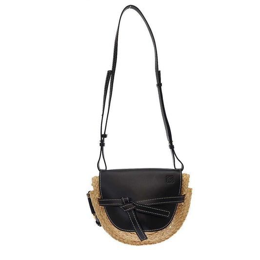 Loewe Gate Raffia Shoulder Bag Natural×black