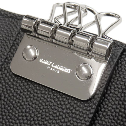 Saint Laurent Key Case Logo Leather Black Silver Hardware Black Key Case