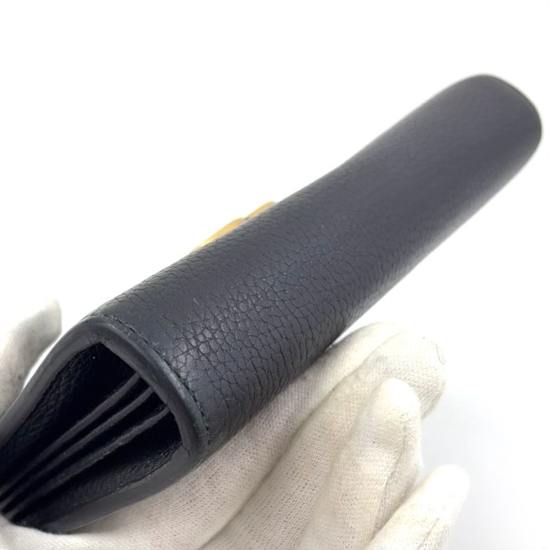 Gucci GG Marmont Chain Shoulder Chain Wallet Leather Black Shoulder Bag Gold