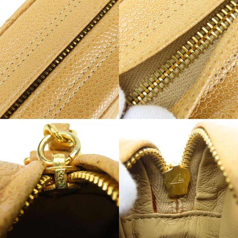 Chanel Shoulder Bag Matelasse Caviar Skin Beige Gold Hardware Coco Mark 2nd