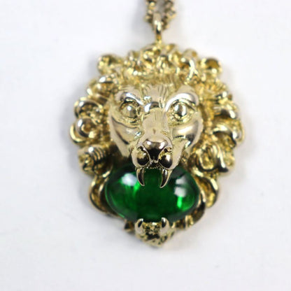 Gucci 412885 Lion Head Colored Stone Chain Necklace /pendant