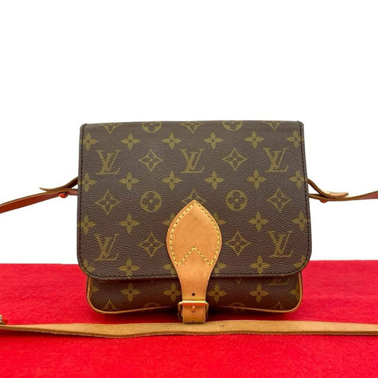 Louis Vuitton Vintage Cartesier Monogram Leather Shoulder Bag Pochette Brown