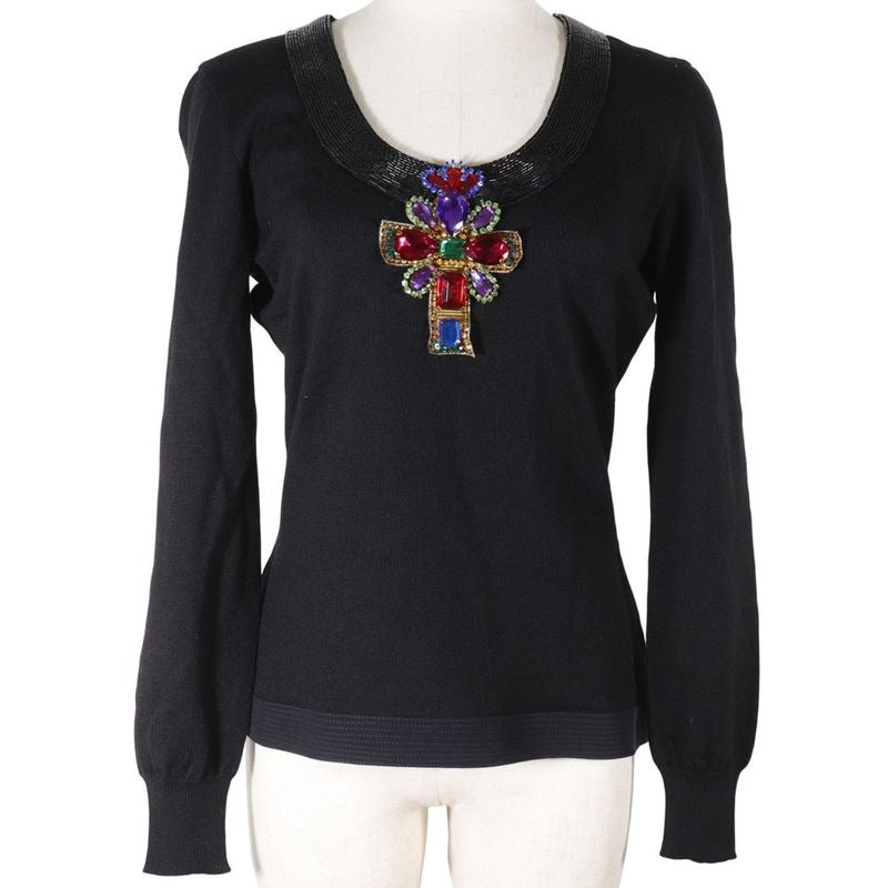 Versace Gianni Bijou Cloth Wool Black Seta