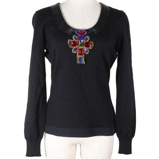 Versace Gianni Bijou Cloth Wool Black Seta