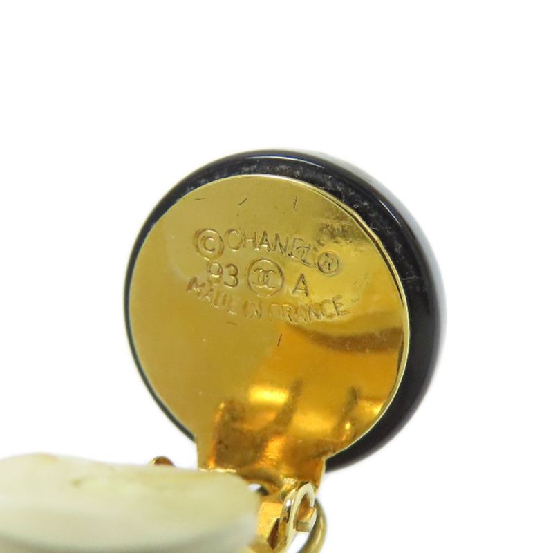 Chanel Coco Mark Faux Pearl Earrings Plastique GP Ladies