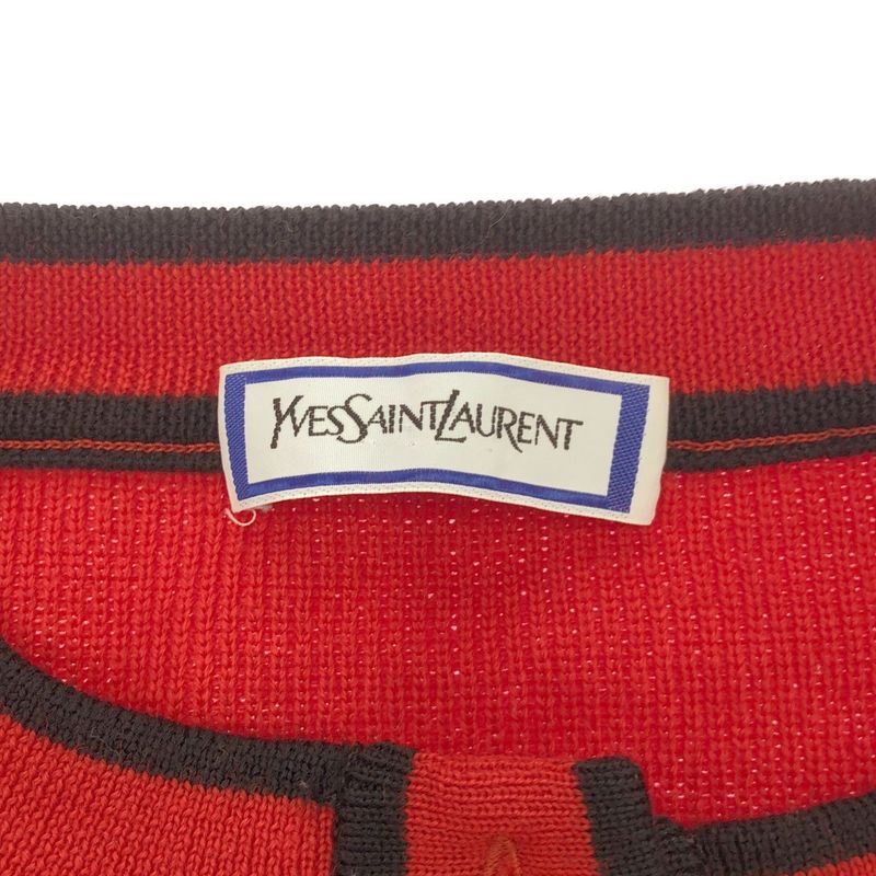 Yves Saint Laurent Multicolor Button Wool Knit Cardigan Red M