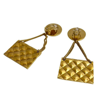 Chanel Chanel Quilted Bag Motif Earrings Accessories 93P