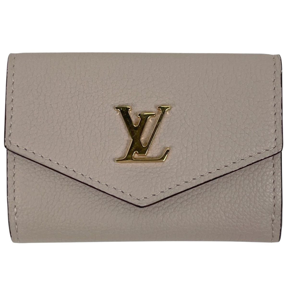 Louis Vuitton Porte Feuille Lock Mini Trifold Wallet Calf Grey