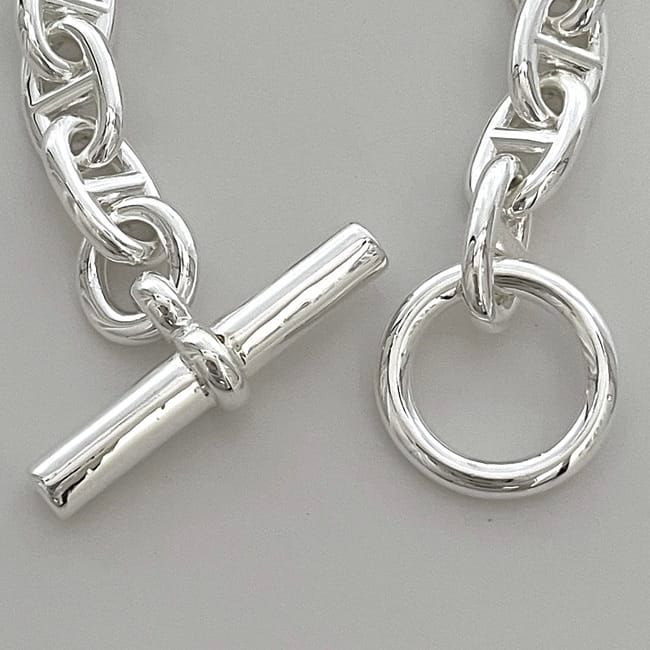 Hermes Bracelet Chaine D'ancre MM 14 Frames Silver Excellent Condition Ag