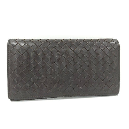 Bottega Veneta Bifold Wallet Intrecciato Leather Dark Brown