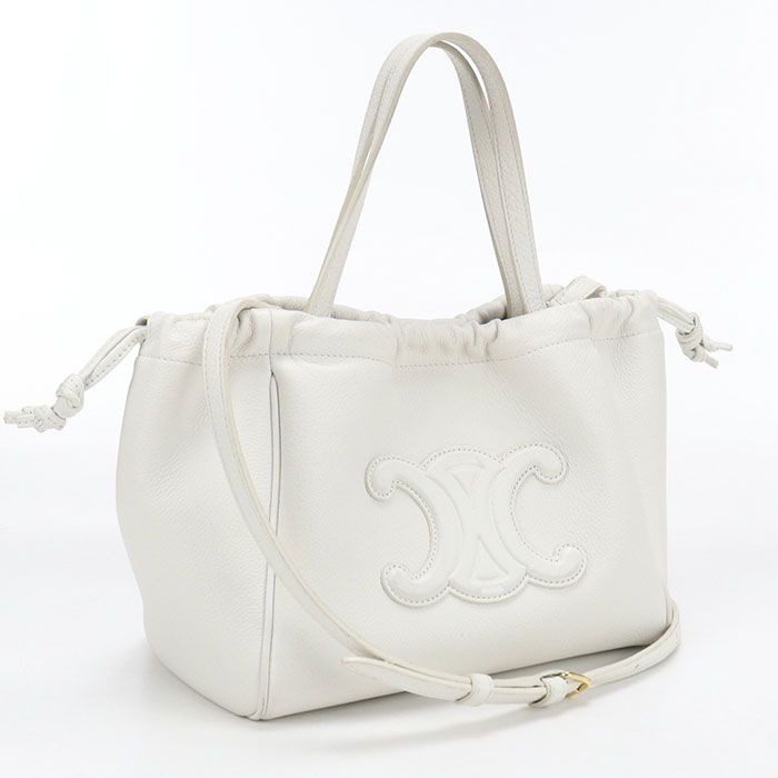 Celine Small Cabas Drawstring Triomphe Handbag Leather