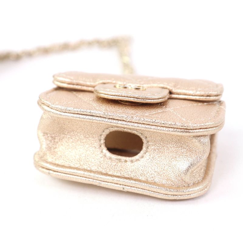 CHANEL Matelasse Leather Coin Case Airpods Pro Case 2024 Ears Gift Gold With