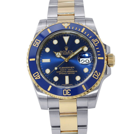 Rolex Submariner Date SS 18k Yellow Gold Watch Blue Dial