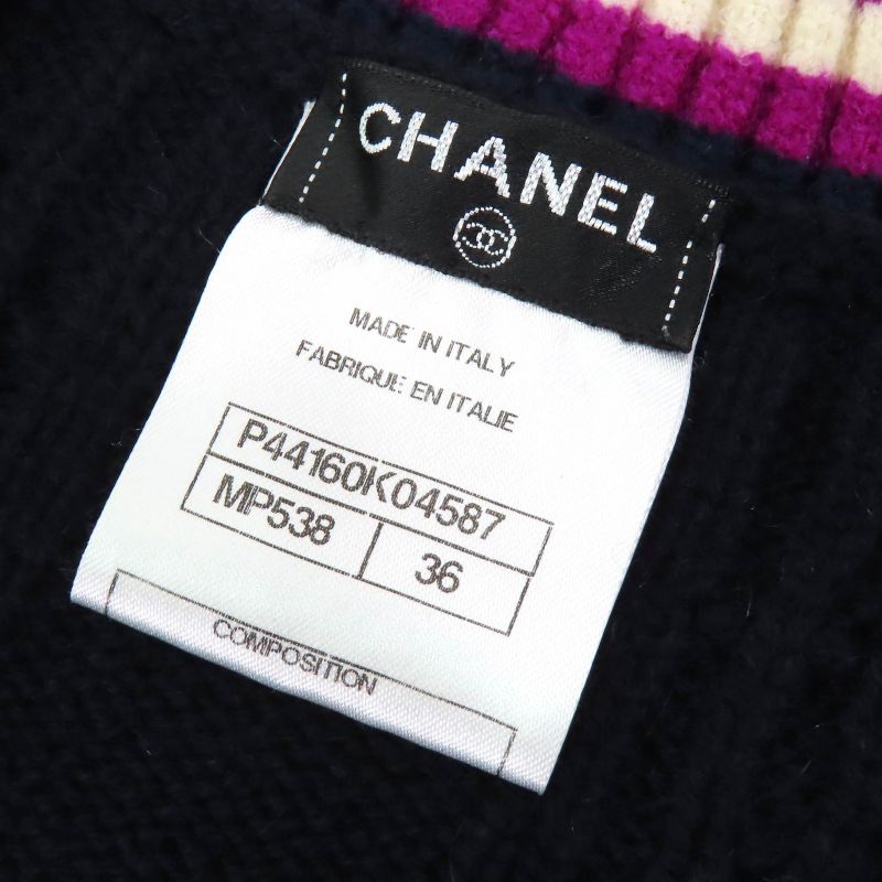 CHANEL P44160k04587 Cashmere Logo Emblem V-neck Long Sleeve Knitted Sweater