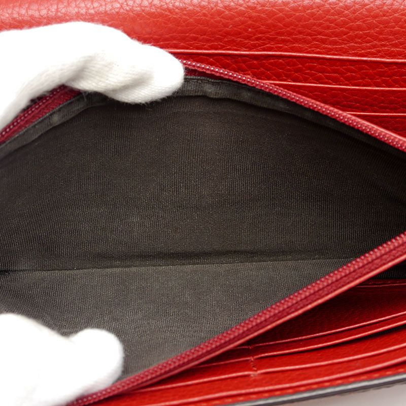 Gucci Animalier Continental Wallet 453164 Leather Red Women's Long Wallet
