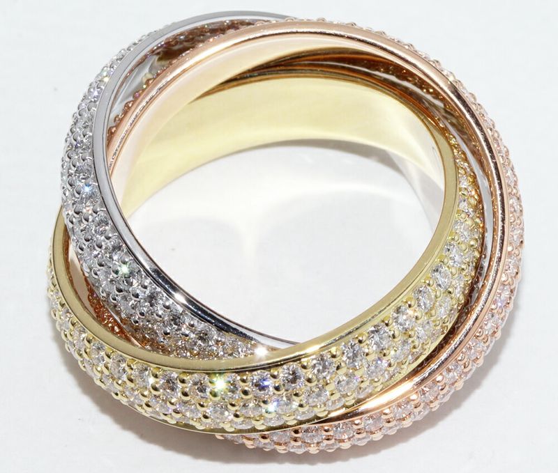 Cartier Rings 18K Yellow Gold 18K White Gold 18K Pink Gold Diamond Trinity Ring