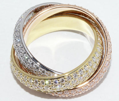 Cartier Rings 18K Yellow Gold 18K White Gold 18K Pink Gold Diamond Trinity Ring
