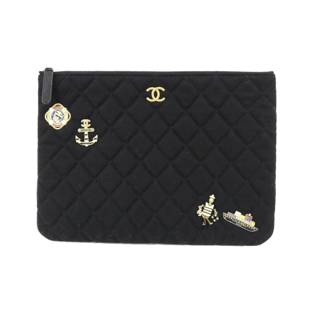 Chanel Pouch Wool Black