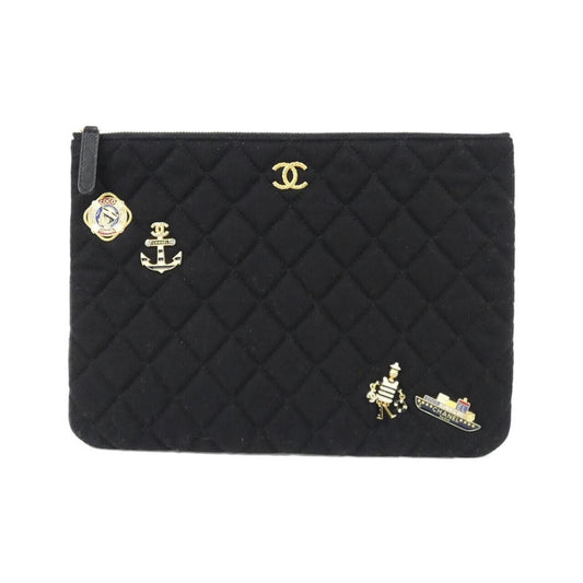 Chanel Pouch Wool Black