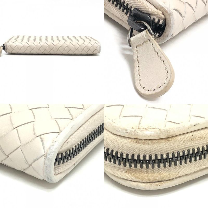Bottega Veneta Long Wallet Intrecciato 114076 Leather White