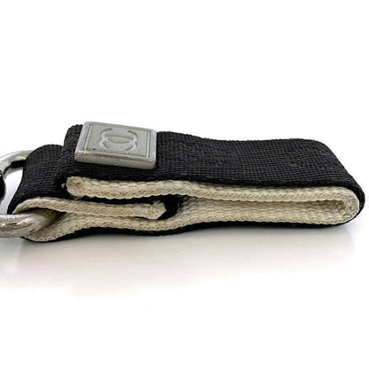 Chanel Key Ring Black Gray Silver
