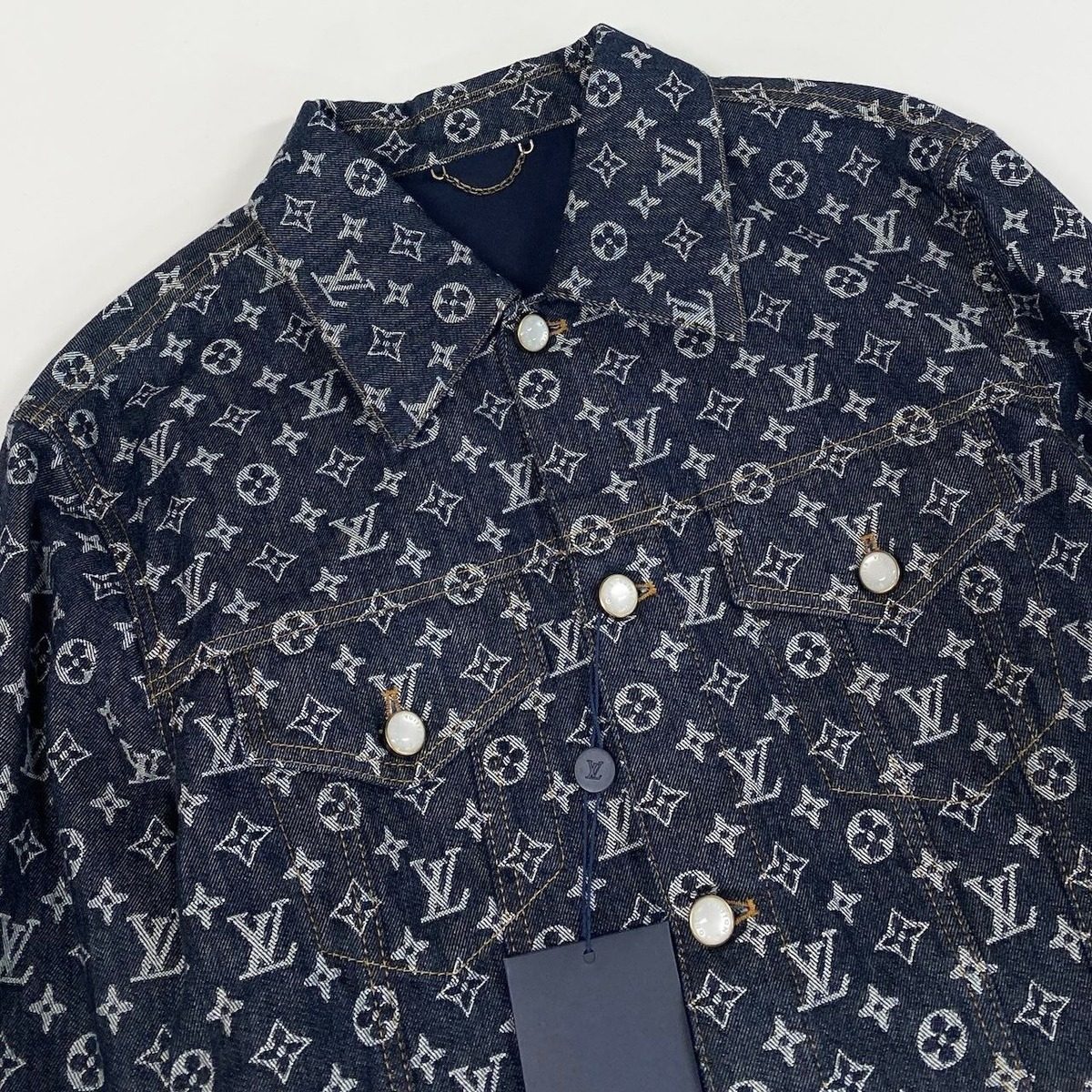 Louis Vuitton Id2 Monogram Jacquard Denim Jacket 52 Indigo Blue — view 5