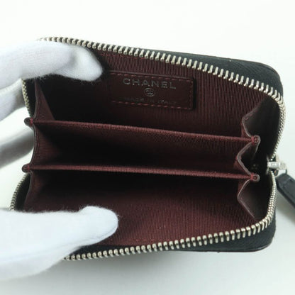 CHANEL Ap0216 Matelasse Classic Lambskin Coin Case With Coco Mark Black Silver