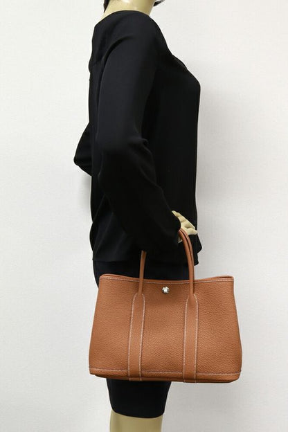 Hermes Tote Handbag Garden Party 30 TPM Negonda Gold Silver Hardware