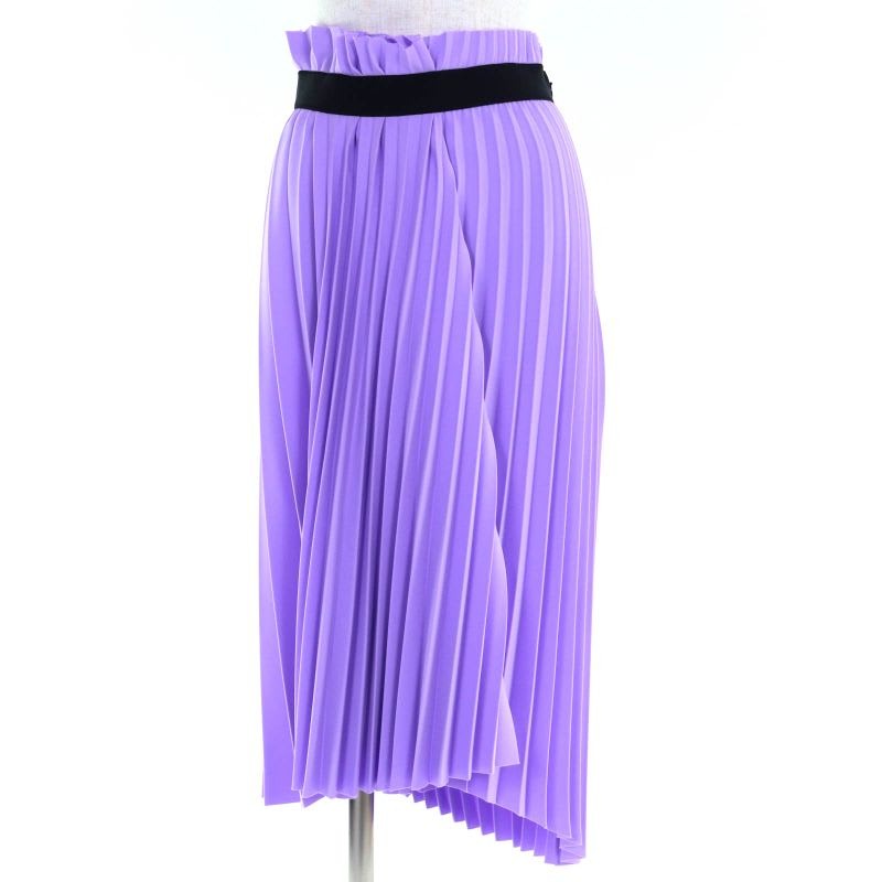 Balenciaga Asymmetric Back Logo Cut-off Pleated Skirt Purple 34