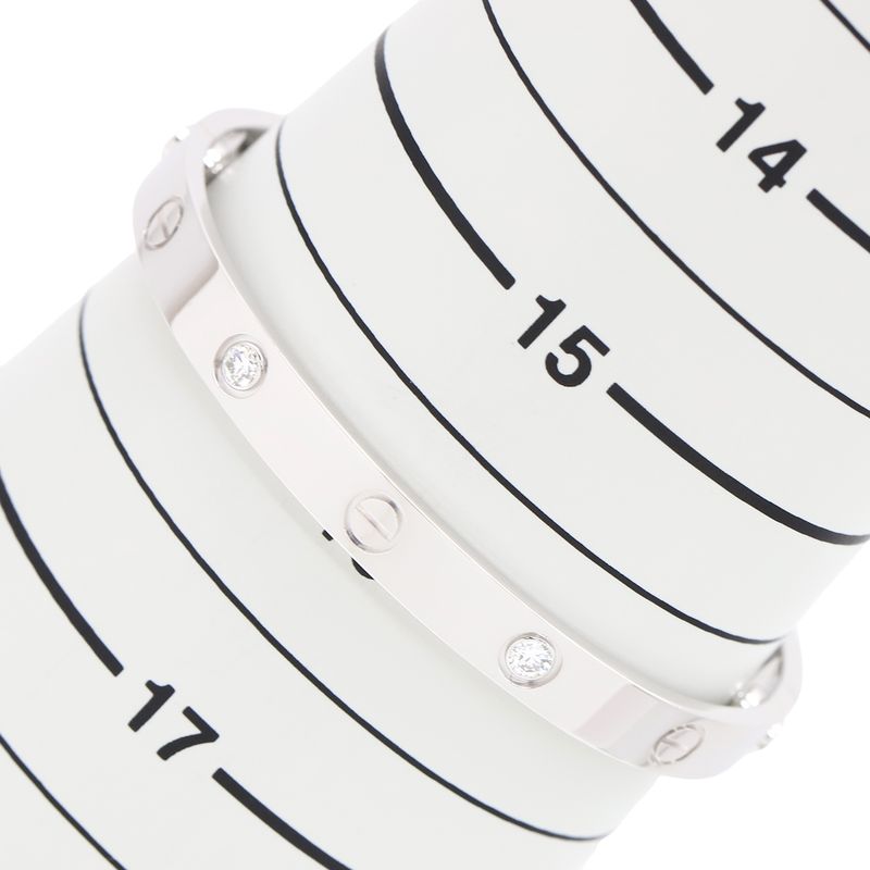 Cartier Bracelet Love Bracelet Classic Model with 4 Diamonds 18k White Gold