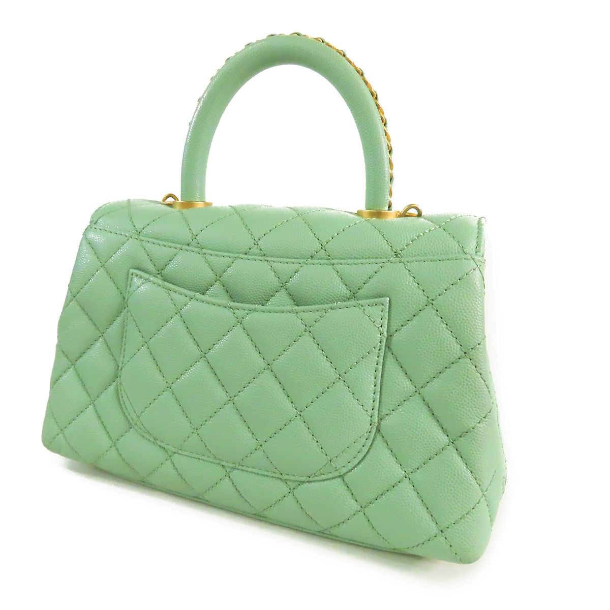 Chanel Coco Handle 24 Xs Mint Green Gold Caviar Leather 2-Way Top Flap — view 2