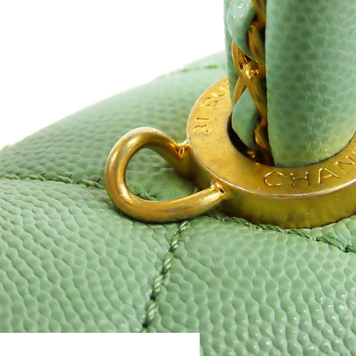 Chanel Coco Handle 24 Xs Mint Green Gold Caviar Leather 2-Way Top Flap — view 7