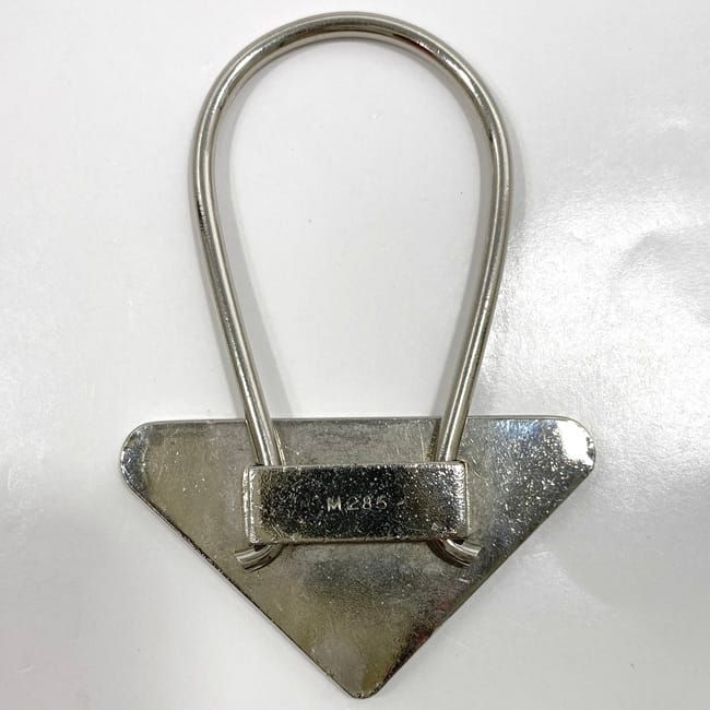 Prada Key Ring Silver Gold Logo Metal Second Hand M285