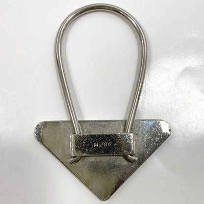 Prada Key Ring Silver Gold Logo Metal Second Hand M285
