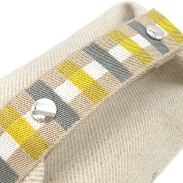 Hermes Pouch Brid a Black Au Carré PM Wool Sègre Silver Hardware Handbag Vanity