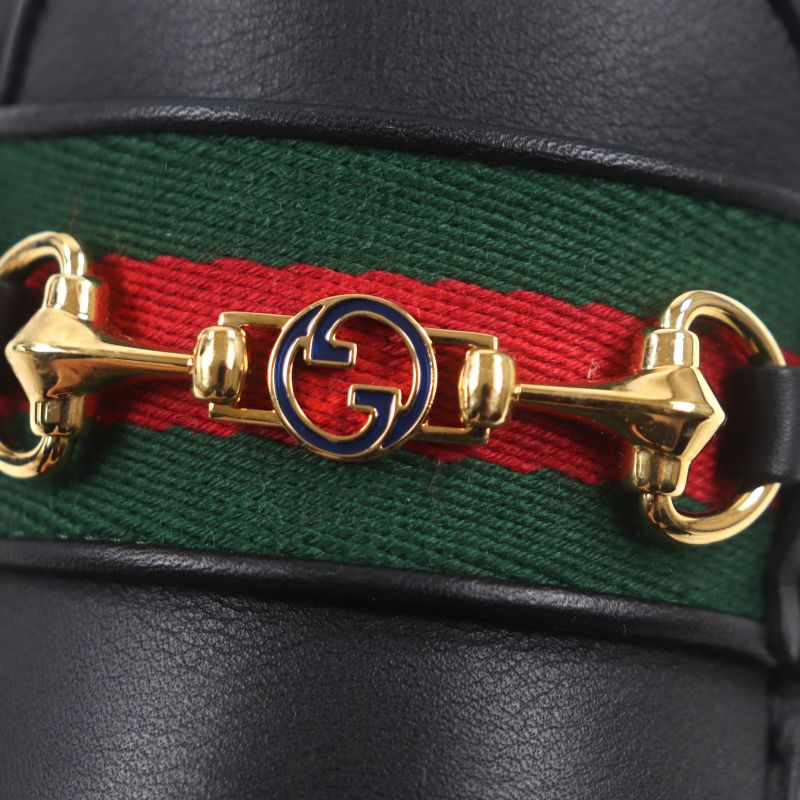 Gucci 624698 Webline Sherry Line Leather Horsebit Loafers Slip-on Driving