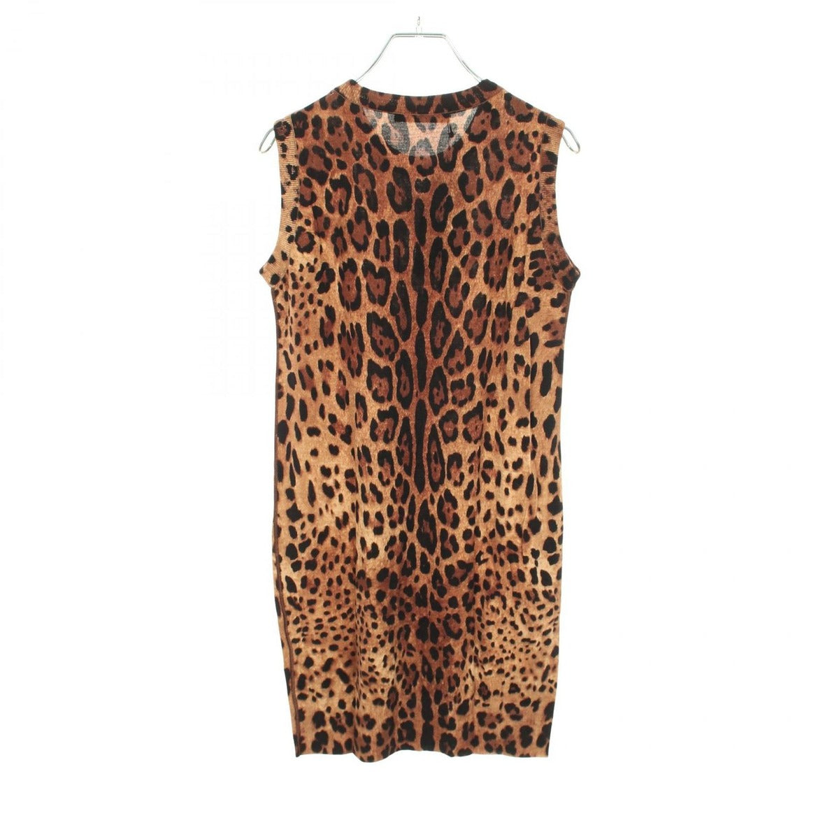 Dolce & Gabbana Knit Top Leopard Nosleeves Wool Long Brown Multi-color — view 2