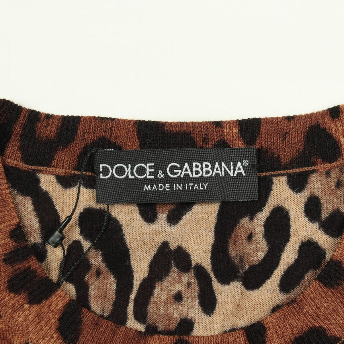 Dolce & Gabbana Knit Top Leopard Nosleeves Wool Long Brown Multi-color — view 3