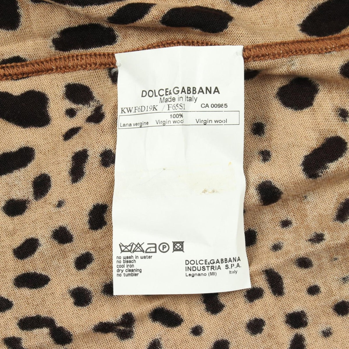Dolce & Gabbana Knit Top Leopard Nosleeves Wool Long Brown Multi-color — view 4