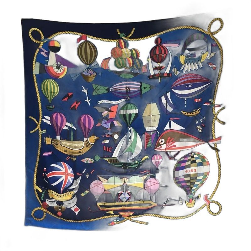 Hermes Carre Scarf Silk Sky Madness Balloon Shawl