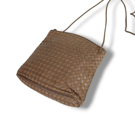 Bottega Veneta Intrecciato Shoulder Bag Pochette Leather Cotton