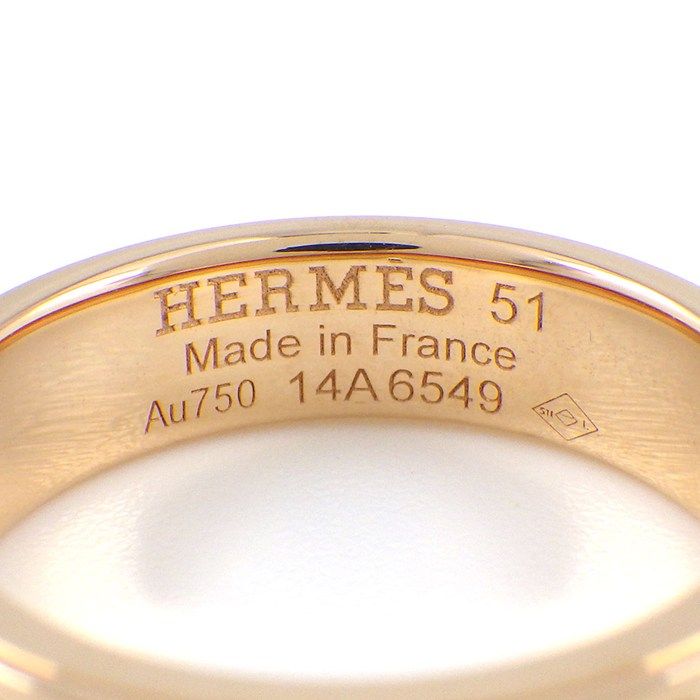 Hermes Ring Kelly PM H109041b 4 Point Diamonds Total 002ct 18K Pink Gold #11 /