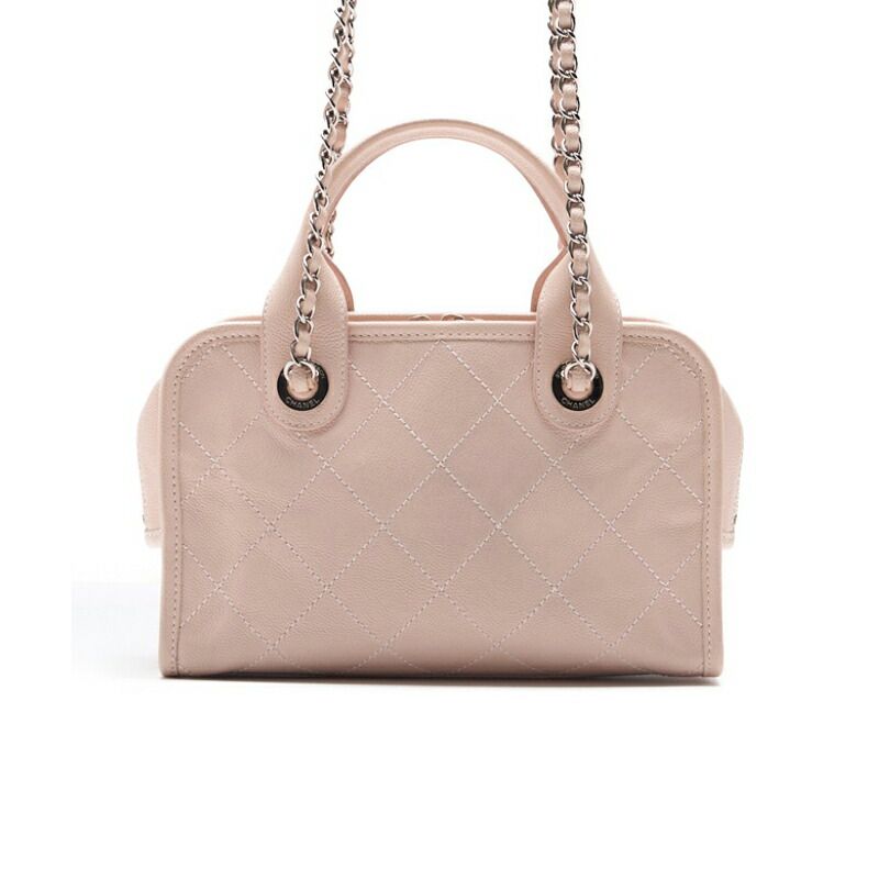 Chanel Matelasse Coco Mark 2WAY Handbag Caviar Skin Pink With Silver Hardware